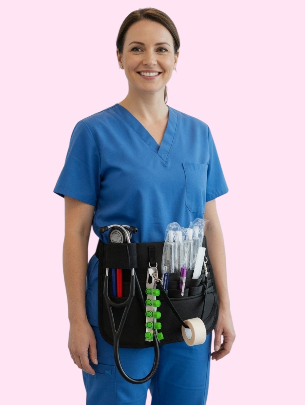 Black Medical Nurse / Doctor Utility Waist Pouch Organizer with Multiple Pockets